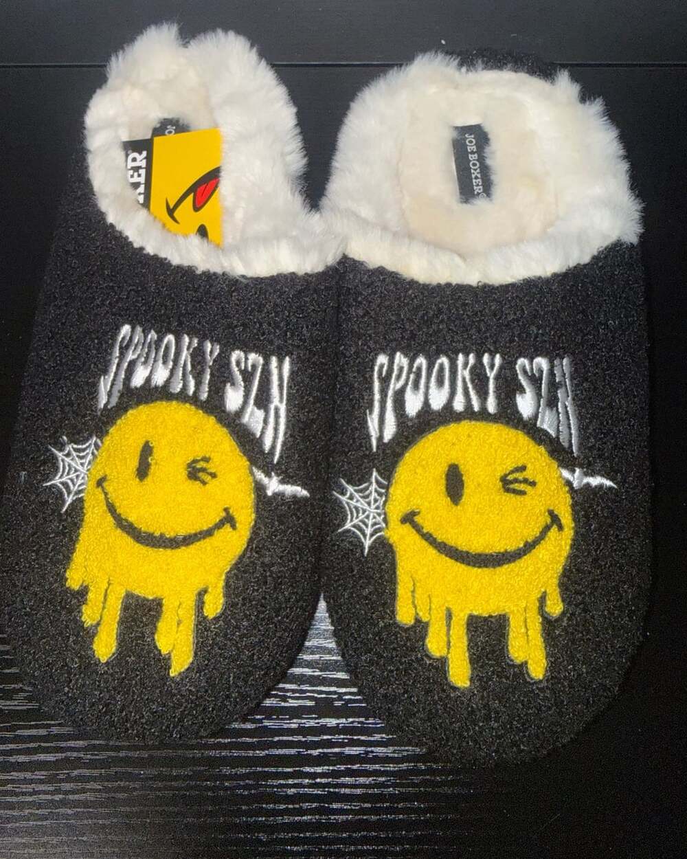 Joe Boxer Spooky Szn Smiley Face Slippers Size L 9-10